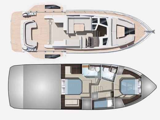 Motorboat  Galeon 480 Fly Boot Grundriss