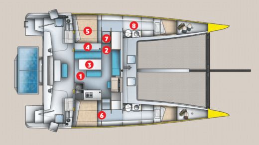 Catamaran Marsaudon Composites ORC 42 Σχέδιο κάτοψης σκάφους