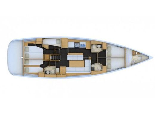 Sailboat Jeanneau 54 - 5cab (Gen+A/C) Planimetria della barca