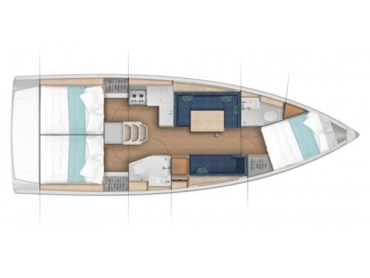 Sailboat Jeanneau Sun Odyssey 380 Planimetria della barca