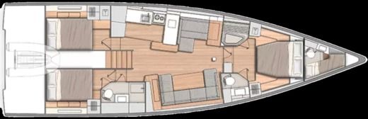 Sailboat Beneteau Oceanis 54 Plattegrond van de boot