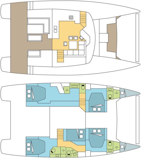 Catamaran Fountaine Pajot Saba 50 MAESTRO CREW 5 CABINES Planimetria della barca