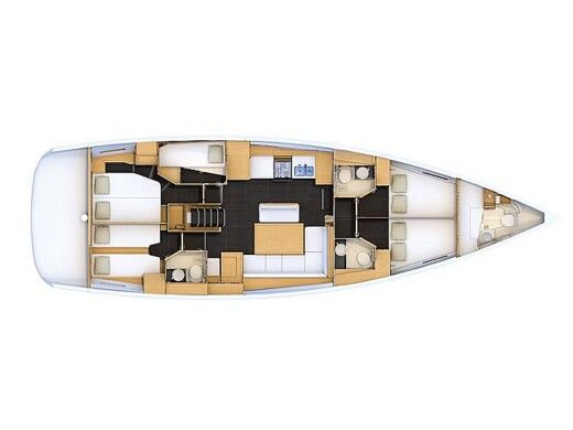 Sailboat Jeanneau Sun Odyssey 54 Plano del barco