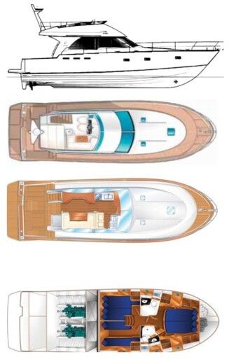 Motorboat Beneteau Antares 1380 Plattegrond van de boot