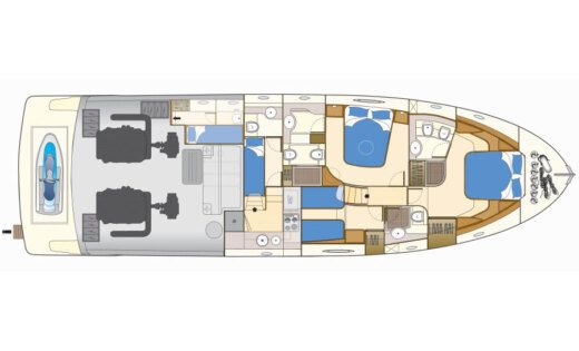 Motorboat Ferretti 591 Boot Grundriss
