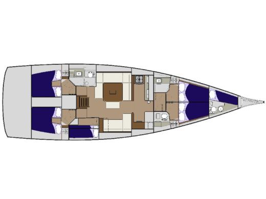 Sailboat DUFOUR 56 Exclusive Boat layout