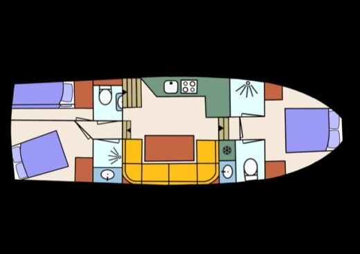 Houseboat Insulinde Elite Valk 1380 Boat layout