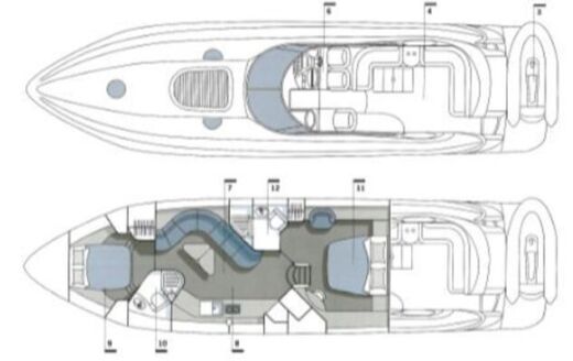 Motorboat Sunseeker Predator 56 Planimetria della barca