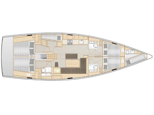 Sailboat Hanse 508 Plattegrond van de boot