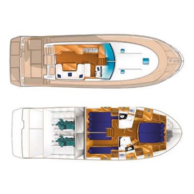 Motorboat BENETEAU ANTARES 46ft Boat layout