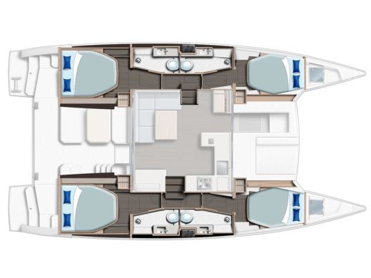 Catamaran  Moorings 4200/4 Plattegrond van de boot