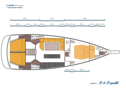 Sailboat d&d kufner kufner 50 Plattegrond van de boot
