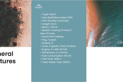 Czarter Gulet Gulet 33 mt Ketch Muğla