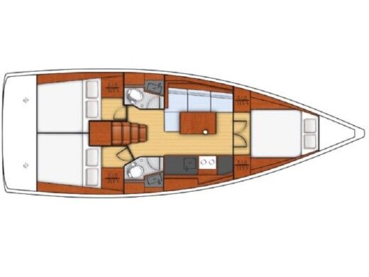 Sailboat BENETEAU OCEANIS 38.1 Plattegrond van de boot