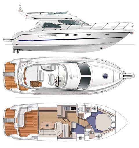 Motorboat Cranchi 40 Fly Boat design plan
