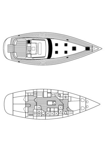 Sailboat Dynamique Dynamique Yacht 47 Plattegrond van de boot