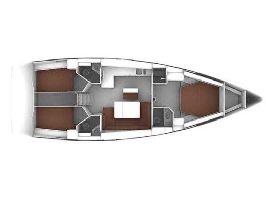 Sailboat BAVARIA Bavaria Cruiser 46 OW. Plattegrond van de boot
