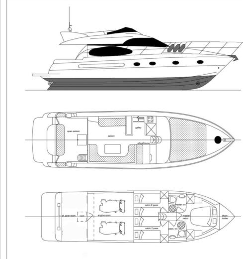 Motorboat Princess 50 Boat layout