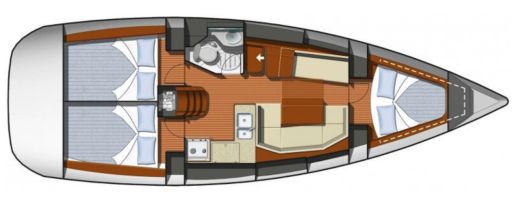 Sailboat Jeanneau Sun Odyssey 36i Performance Σχέδιο κάτοψης σκάφους