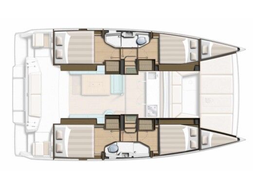 Catamaran  Bali Catsmart Plattegrond van de boot