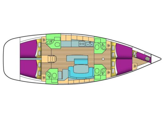 Sailboat Beneteau Cyclades 50.4 Boot Grundriss