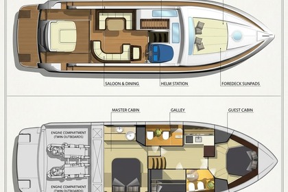 Verhuur Motorboot Airon Marine 48 T-top Eolische Eilanden