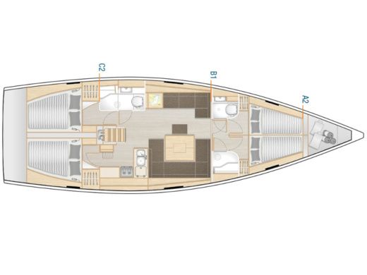 Sailboat  Hanse 458 Boat layout