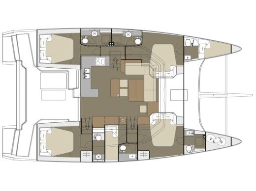 Catamaran  Dufour 48 Boat layout
