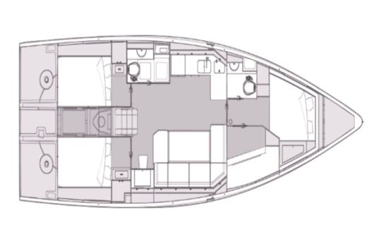 Sailboat Elan Marine Elan Impression 43 - 4 cab. Boat layout