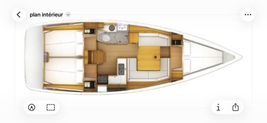 Sailboat Jeanneau Sun Odyssey 389 Plano del barco