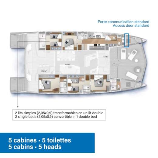 Catamaran Lagoon 78 Plattegrond van de boot