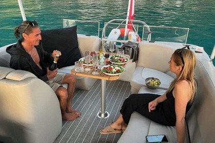 Luxury 12 seater pontoon boat with skipper