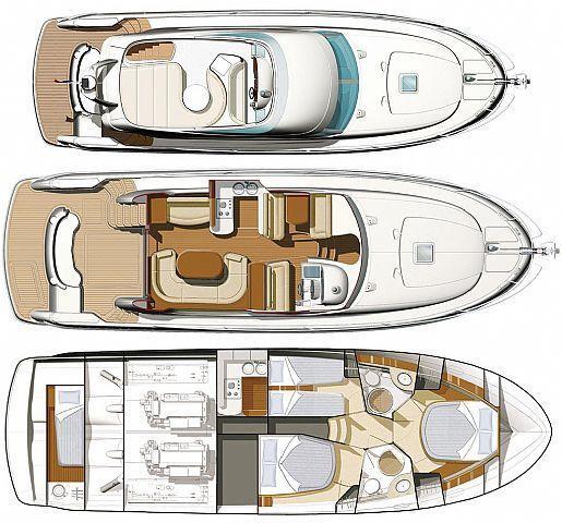 Motorboat Jeanneau Prestige 46 Fly boat plan