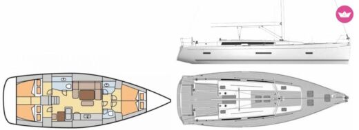 Sailboat Dufour Yachts Dufour 450 Grand Large Σχέδιο κάτοψης σκάφους