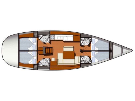 Sailboat JEANNEAU Sun Odsyssey 49 i Boot Grundriss