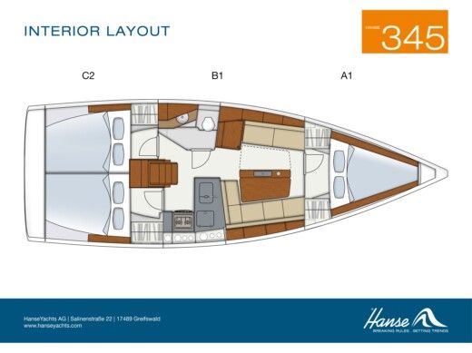 Sailboat HANSE 345 Plano del barco