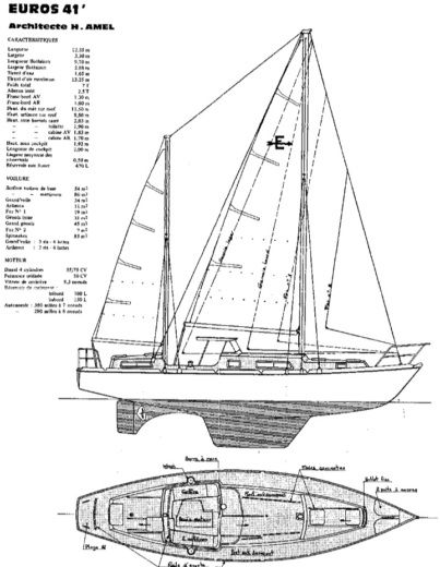 Sailboat Amel Euros Boat layout