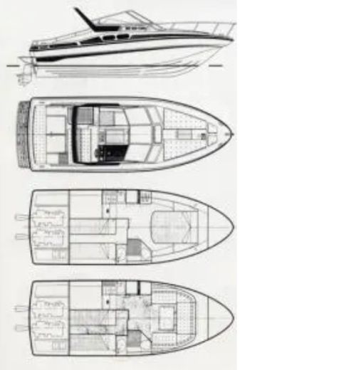 Motorboat Rio 830 Cabin Boat layout