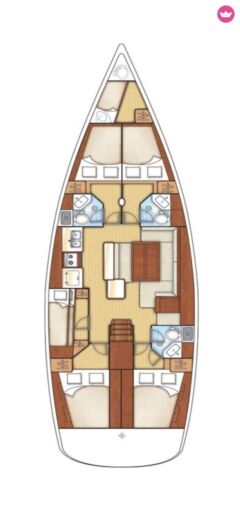 Sailboat Beneteau Cyclades 50.5 Boot Grundriss