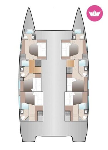 Catamaran Fountaine Pajot Fountaine Pajot Aura 51 - 6 + 1 cab Boat layout