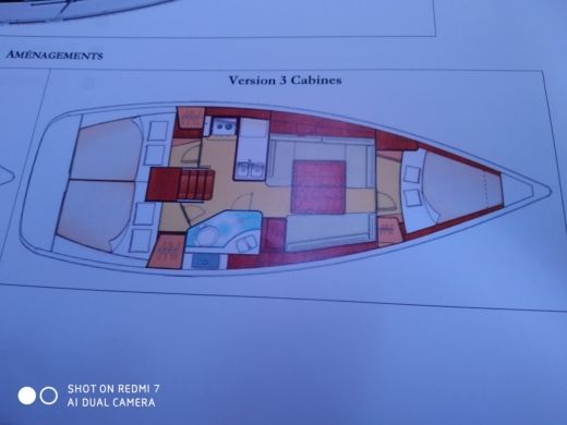Sailboat BENETEAU Oceanis 34 Élégance 3 cabines Planimetria della barca