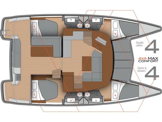 Catamaran  Lucia 40 Σχέδιο κάτοψης σκάφους