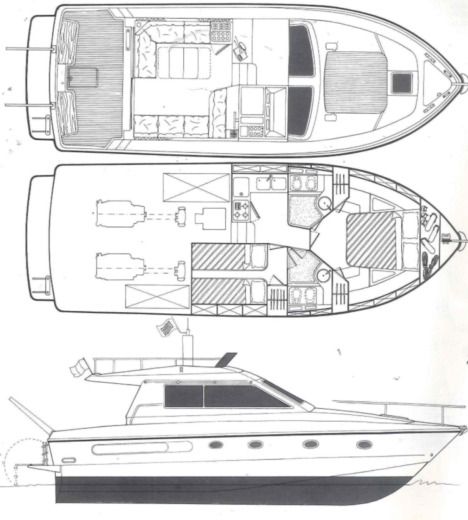 Motorboat Ferretti Fly Plano del barco