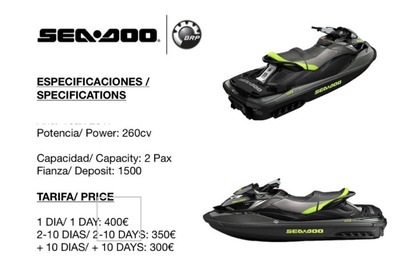Alquiler Moto de agua Seadoo GTX 260 Ibiza