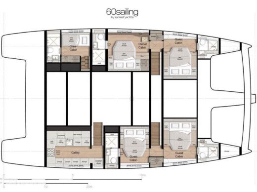 Catamaran  Sunreef 60 (23) Boat layout