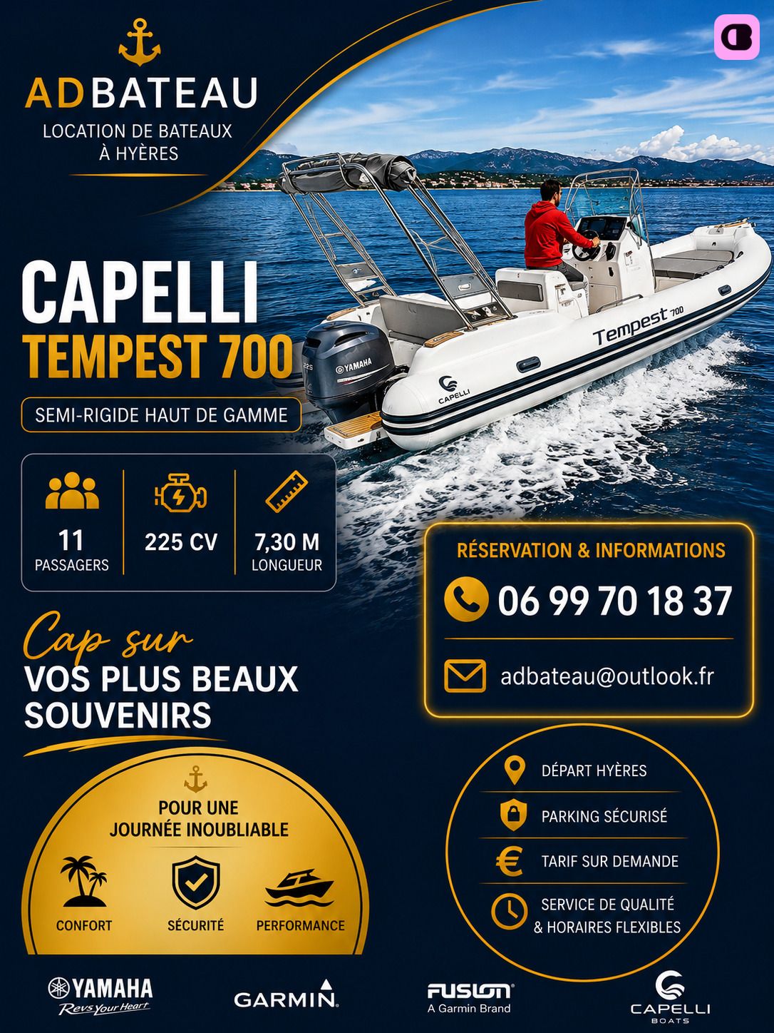 Bateau à moteur Capelli Capelli Tempest 700 225cv 2