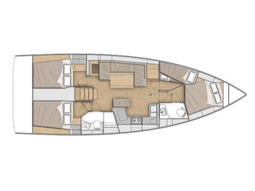 Sailboat Beneteau  Oceanis 40.1 Boot Grundriss