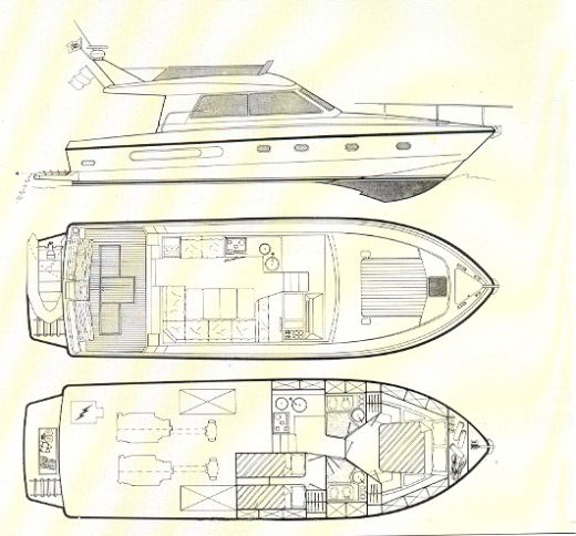 Motorboat Gianetti 38 fly Planimetria della barca
