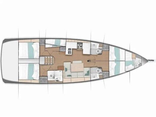 Sailboat  Sun Odyssey 490 Plattegrond van de boot