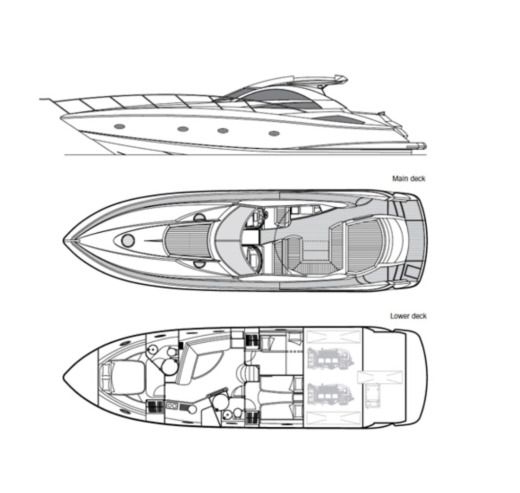 Motorboat Sunseeker Portofino 53 Planimetria della barca
